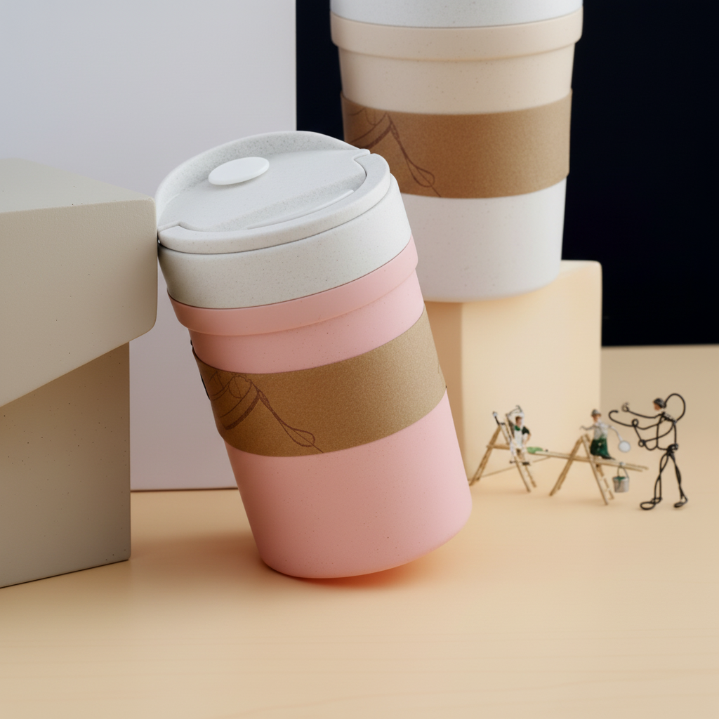 Soup Cup - 350ml Wheat Straw Leak-Proof Airtight Mug with Spoon Microwave Safe Kitchen & Dining Thermoses