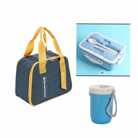 Lunch Box Combo - 3-in-1 1100ml Wheat Straw Box 400ml Bottle Insulated Bag Kitchen & Dining Lunch Box Sets
