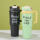 Tumbler - Mood The Cup 1000ml Insulated with Handle and Straw Pink Black Mint Green Kitchen & Dining Tumblers