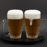 Glass Mug Set - 6-Piece 300ml Diamond Cut Crystal Clear with Handle Kitchen & Dining Mugs