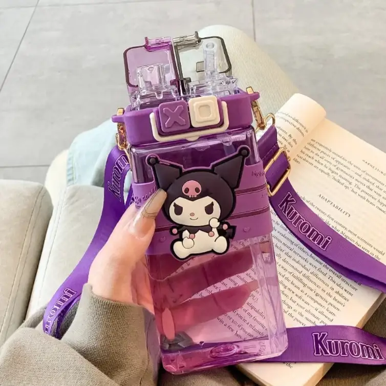 Kids Water Bottle - Sanrio Cartoon Double Drink Large Capacity Square Bottle with Strap Kids & Baby Water Bottles