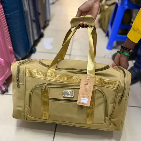 Travel Duffel Bag - Medium Canvas Multi-Pocket 55x28x25cm Weekend Holdall Green Beige Bags & Luggage Duffel Bags