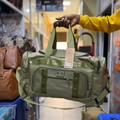 Travel Duffel Bag - Medium Canvas Multi-Pocket 55x28x25cm Weekend Holdall Green Beige Bags & Luggage Duffel Bags