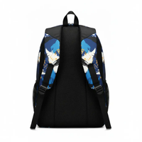 School Bag - 31x45x20cm Geometric Floral Print Multi-Compartment Backpack Blue White Bags & Luggage School Backpacks