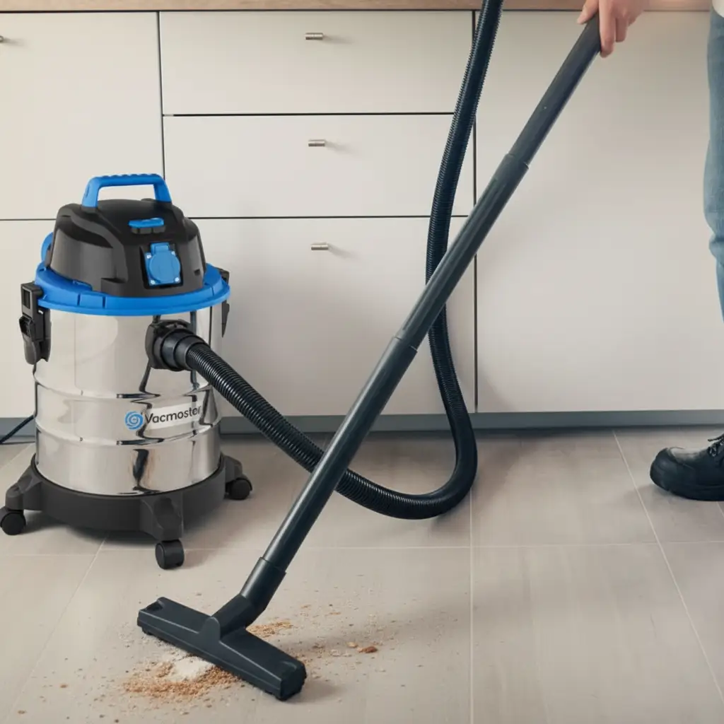 Vacuum Cleaner - Wet and Dry Stainless Steel Drum with Blower Function and Castors Silver Blue Electronics Canister Vacs