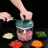 Manual Vegetable Chopper - 1000ml BPA-Free Pull String Food Chopper with 420 Stainless Steel Blades Green Kitchen & Dining Kitchen Knives