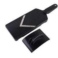 Vegetable Slicer - Wide Blade Japanese Mandoline Shredder with Stainless Steel V-Blade and Finger Guard Black Kitchen & Dining Mandoline Slicers