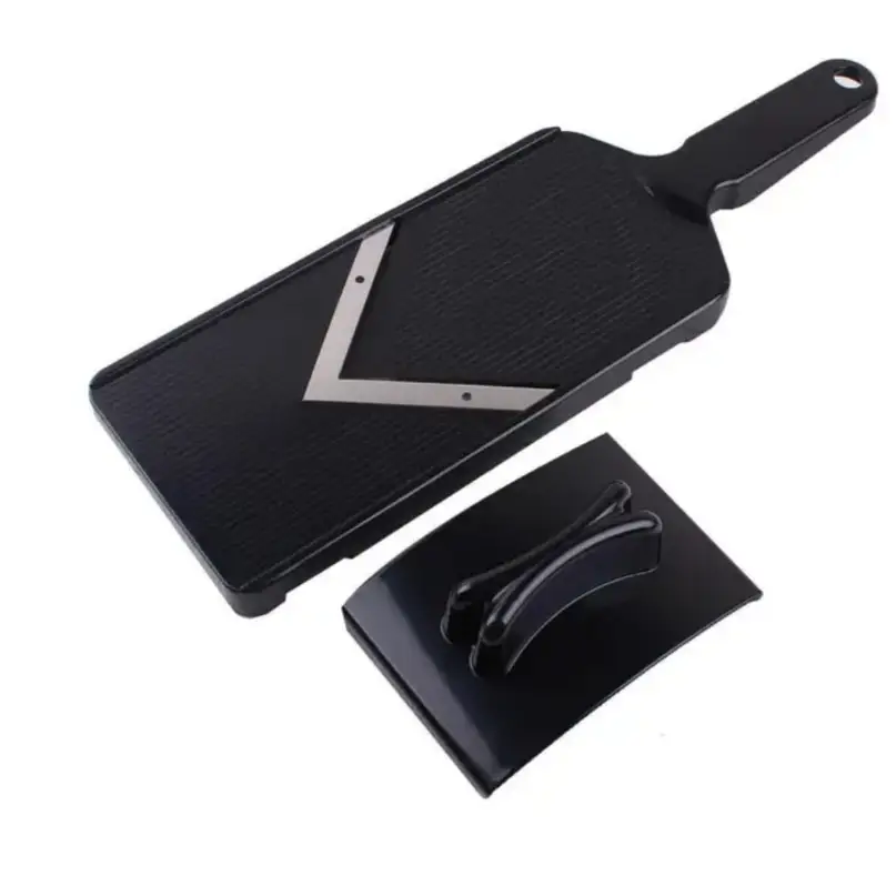 Vegetable Slicer - Wide Blade Japanese Mandoline Shredder with Stainless Steel V-Blade and Finger Guard Black Kitchen & Dining Mandoline Slicers