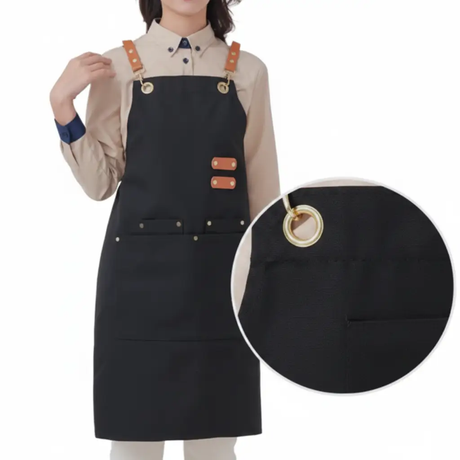 Canvas Apron For Chefs With Leather Straps And Pockets Kitchen & Dining Aprons