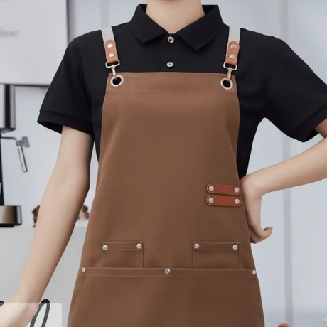 Canvas Apron For Chefs With Leather Straps And Pockets Kitchen & Dining Aprons