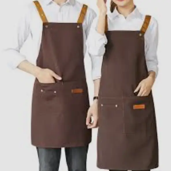 Canvas Apron For Chefs With Leather Straps And Pockets Kitchen & Dining Aprons