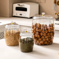 Storage Jar - Airtight PET Clear with Diamond Lid Knob 2.2L 3.8L 6.5L 11L 18L Clear Kitchen & Dining Food Storage Containers