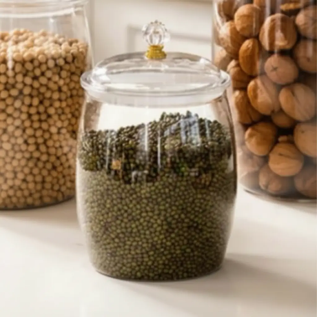 Storage Jar - Airtight PET Clear with Diamond Lid Knob 2.2L 3.8L 6.5L 11L 18L Clear Kitchen & Dining Food Storage Containers