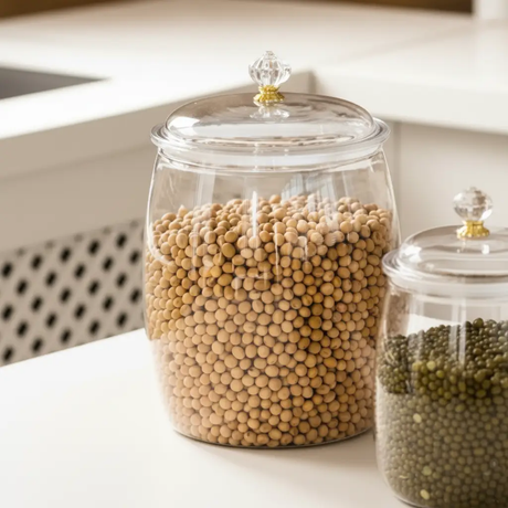 Storage Jar - Airtight PET Clear with Diamond Lid Knob 2.2L 3.8L 6.5L 11L 18L Clear Kitchen & Dining Food Storage Containers