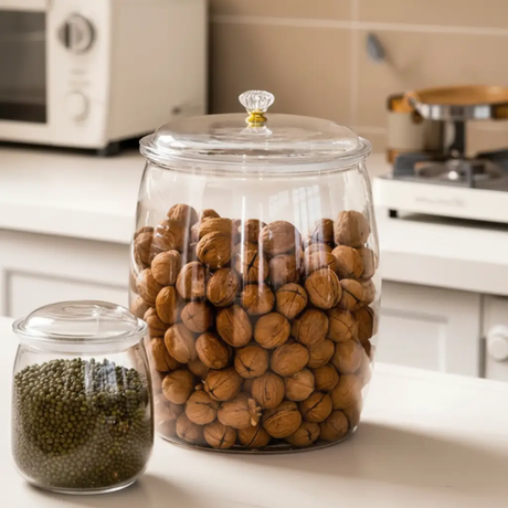 Storage Jar - Airtight PET Clear with Diamond Lid Knob 2.2L 3.8L 6.5L 11L 18L Clear Kitchen & Dining Food Storage Containers