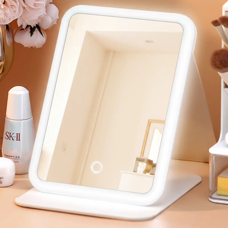 Makeup Mirror - Rechargeable LED 3-Colour Light 2000mAh Adjustable Stand White Health & Beauty Tabletop Makeup Mirrors