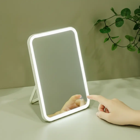 Makeup Mirror - Rechargeable LED 3-Colour Light 2000mAh Adjustable Stand White Health & Beauty Tabletop Makeup Mirrors