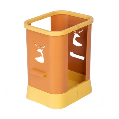 Trash Can - Adjustable Open Top Plastic with Bag Holder Blue Yellow Home & Garden Trash Cans