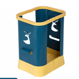 Trash Can - Adjustable Open Top Plastic with Bag Holder Blue Yellow Home & Garden Trash Cans