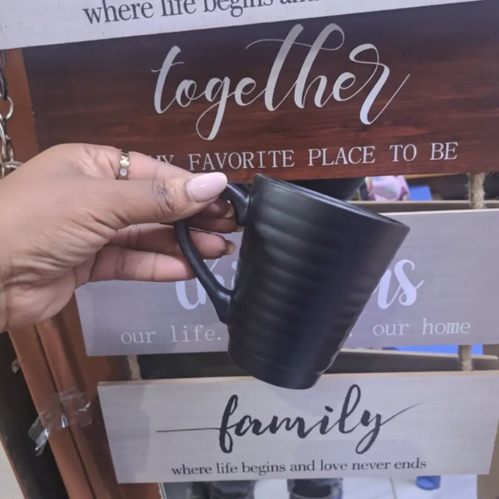 Ceramic Mug - Matte Black Ribbed 300ml Tea Coffee Cup Kitchen & Dining Mugs