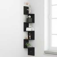 Corner Shelf - 5-Tier Zigzag Wall Mounted Floating 125cm Black White Home & Garden Corner Wall Shelves & Ledges