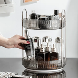Makeup Organiser - 2-Tier 360 Rotating Transparent Acrylic with Chrome Frame Smoke Grey Health & Beauty Household Storage Caddies