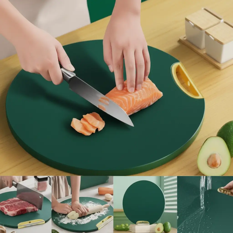 Chopping Board - Mildew-Proof PE Round Anti-Bacterial Non-Slip Green Kitchen & Dining Cutting Boards