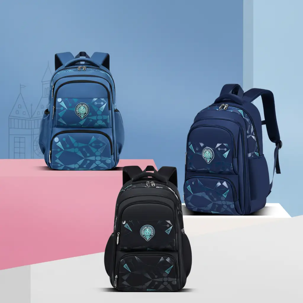 School Bag - Children Oxford Multi-Pocket Backpack Blue Navy Black Luggage & Bags School Backpacks