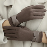 Winter Gloves - Women's Velvet-Lined Leather Warm One Size Black Brown Khaki Clothing & Accessories Gloves & Mittens