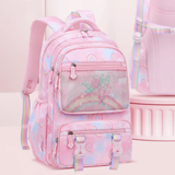 School Bag - Rainbow Moon Oxford Backpack Girls Multi-Pocket Pink Purple Luggage & Bags School Backpacks