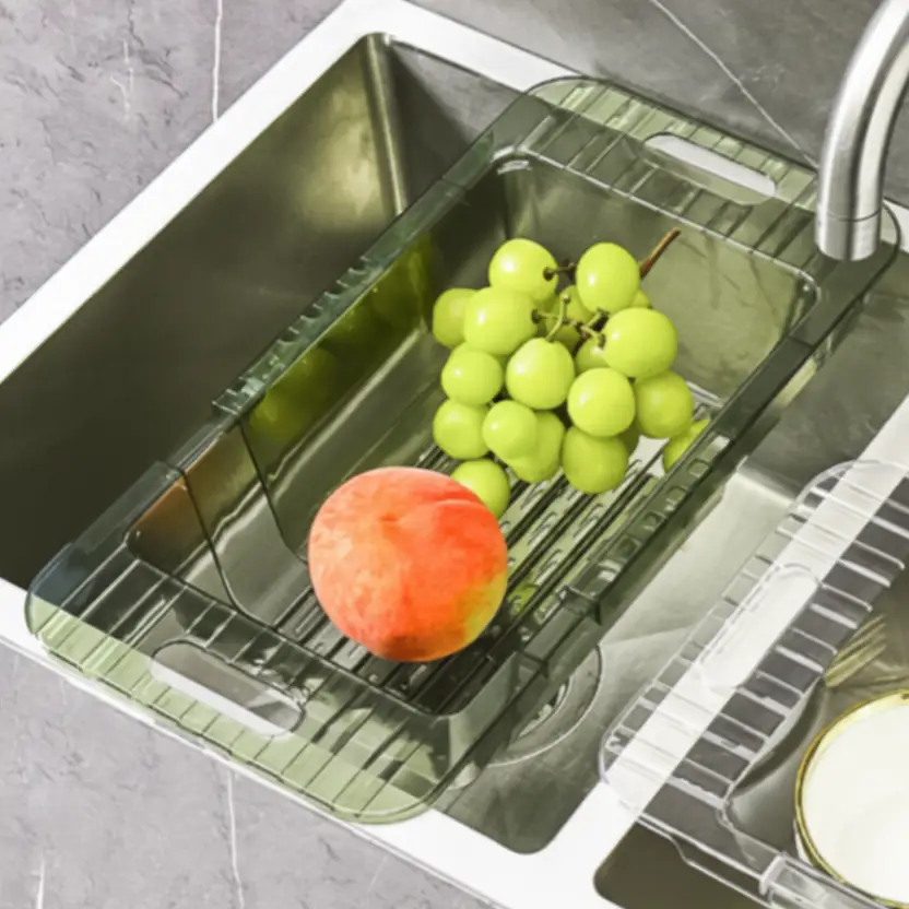 Sink Colander - Extendable Acrylic Over-Sink Drain Basket Kitchen & Dining Colanders