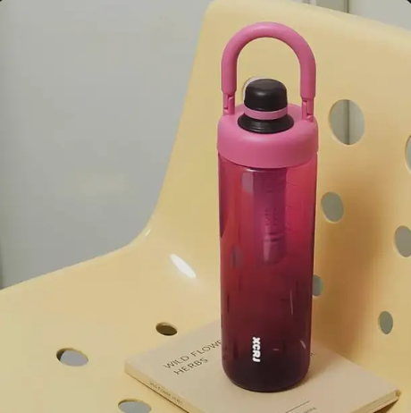 Sports Water Bottle - 1L Gradient with Strainer and Handle Rose Pink Hot Pink Beige Purple Kitchen & Dining Water Bottles