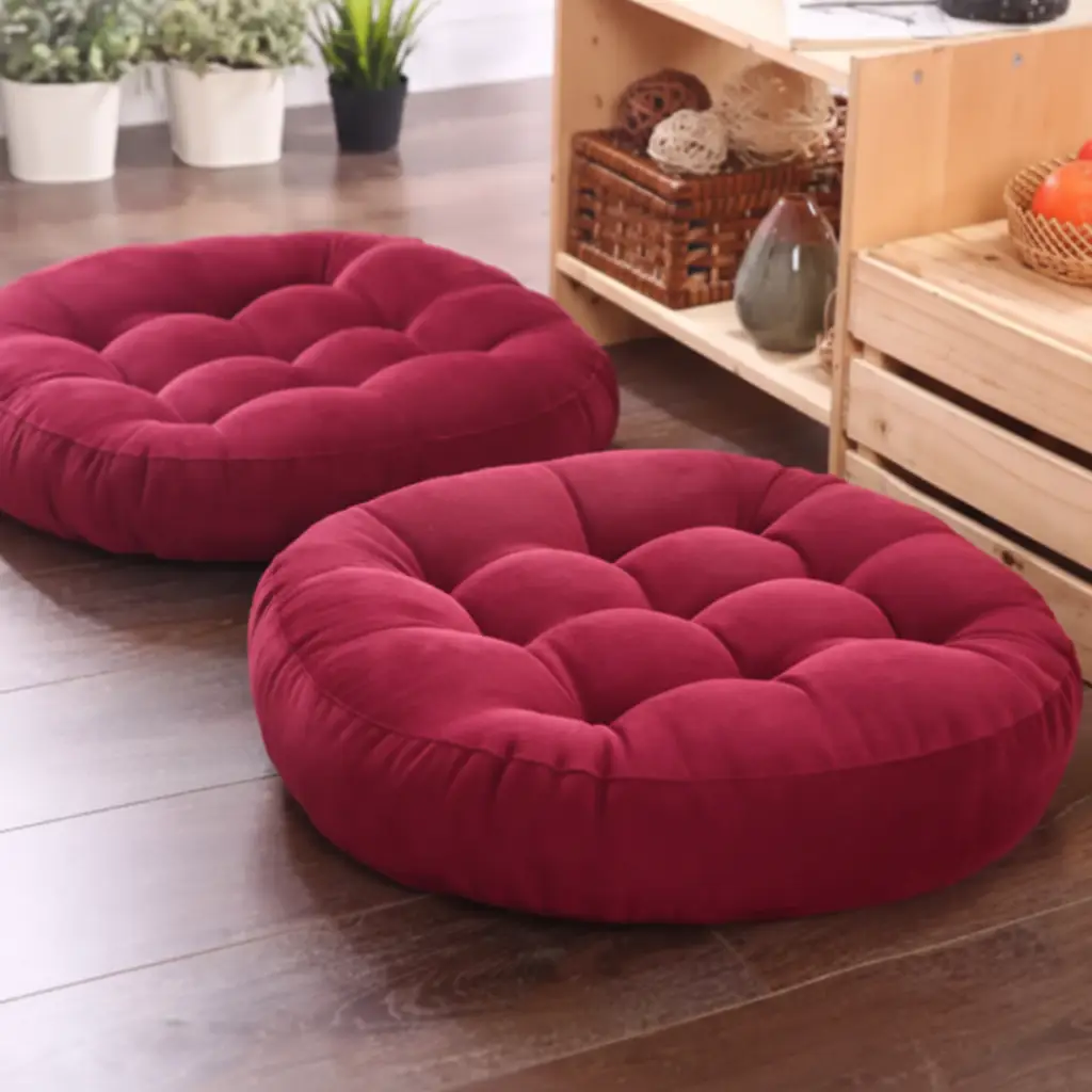 Floor Cushion - Round Tufted Multi-Colour Home & Garden Chair & Sofa Cushions