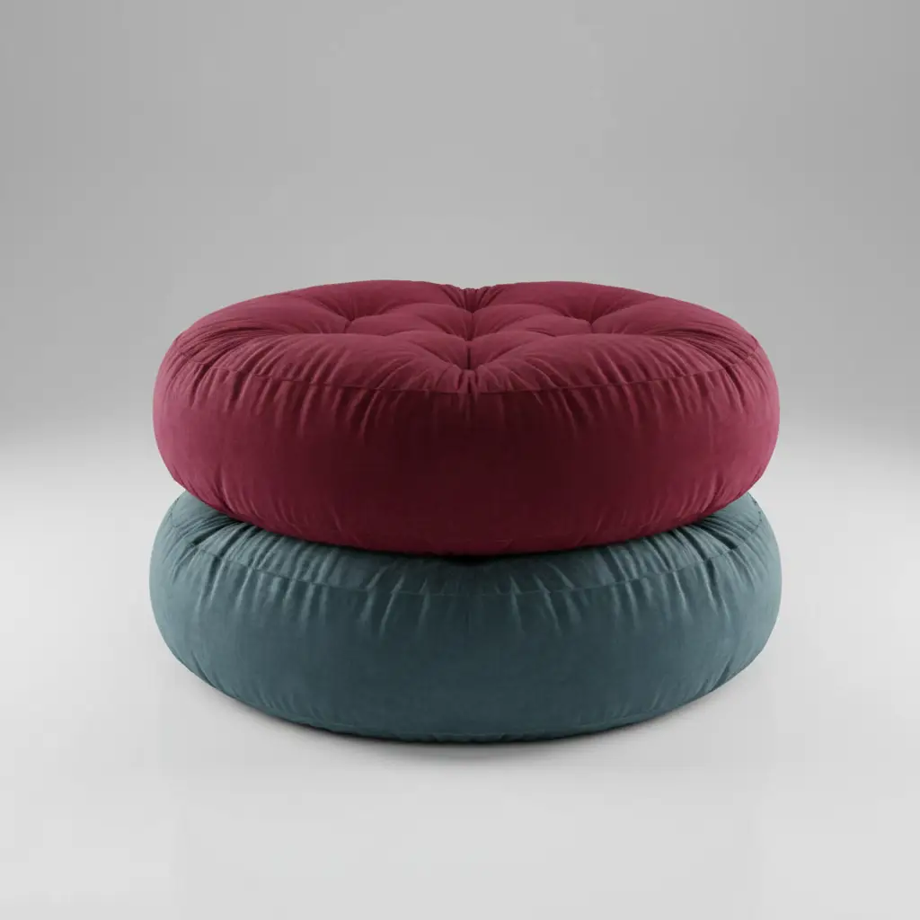 Floor Cushion - Round Tufted Multi-Colour Home & Garden Chair & Sofa Cushions