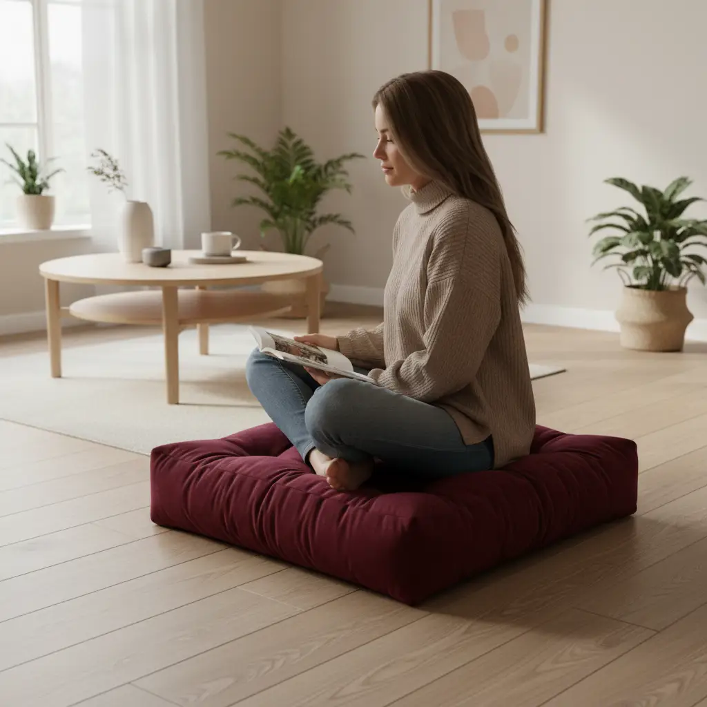 Floor Cushion - Square Tufted Multi-Colour Home & Garden Chair & Sofa Cushions