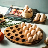 Egg Tray - Round Wooden 18-Slot Multi-Compartment Storage Rack Natural Kitchen & Dining Food Storage Containers