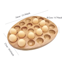 Egg Tray - Round Wooden 18-Slot Multi-Compartment Storage Rack Natural Kitchen & Dining Food Storage Containers