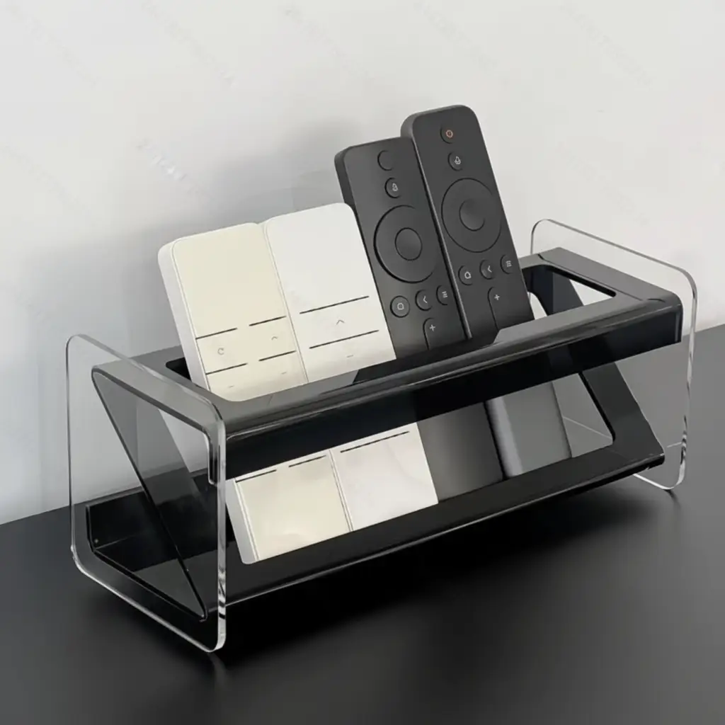 Remote Control Holder - Acrylic 3-Slot with Black Accents Home & Garden Household Storage Caddies