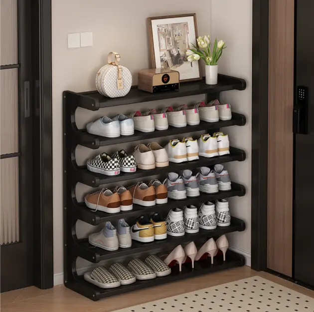Shoe Rack - 6-Tier Bamboo Holds 30-36 Pairs Black Home & Garden Shoe Racks