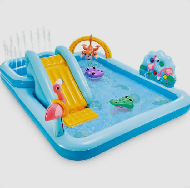 Inflatable Water Park - Kids Play Pool with Slide Sprayer and Animal Figures Outdoor & Garden Water Play Equipment
