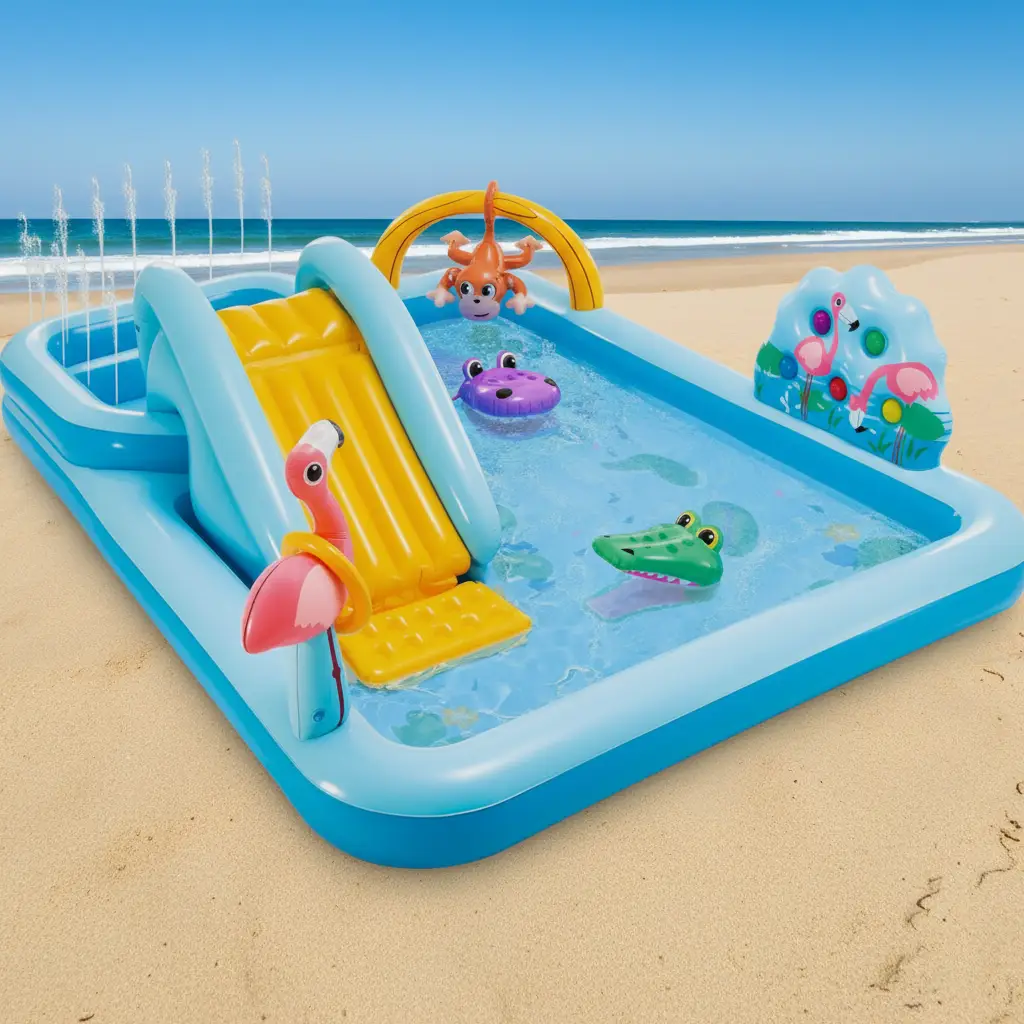 Inflatable Water Park - Kids Play Pool with Slide Sprayer and Animal Figures Outdoor & Garden Water Play Equipment