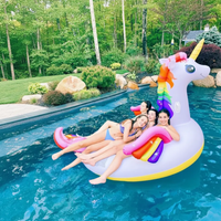 Pool Float - Giant Inflatable Unicorn Rainbow Kids and Adults Outdoor & Garden Pool Floats