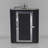 Hip Flask - 2-in-1 Stainless Steel with Hidden Cigarette Case and Funnel Black Silver Lifestyle & Accessories Flasks
