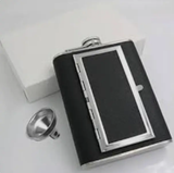 Hip Flask - 2-in-1 Stainless Steel with Hidden Cigarette Case and Funnel Black Silver Lifestyle & Accessories Flasks