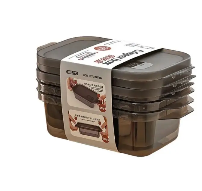 Food Storage Set - 3-Piece Airtight Crisper Stackable Cream Kitchen & Dining Food Storage Containers