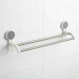 Towel Rack - Double Self-Adhesive Stainless Steel Dual Rod with Side Hooks Home & Garden Towel Racks