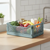 Large Collapsible Plastic Storage Crate with Ventilated Slats and Handles Home & Garden Household Storage Baskets