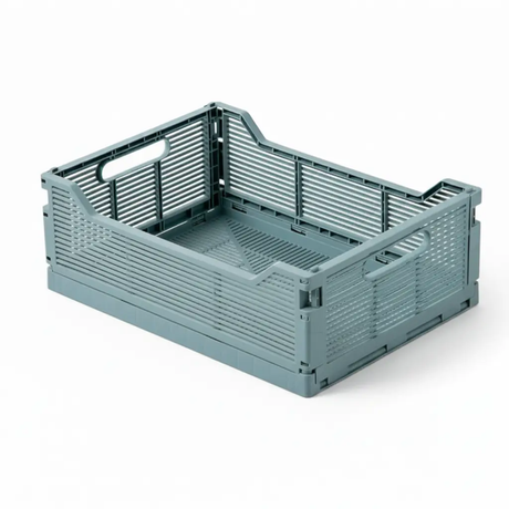 Large Collapsible Plastic Storage Crate with Ventilated Slats and Handles Home & Garden Household Storage Baskets