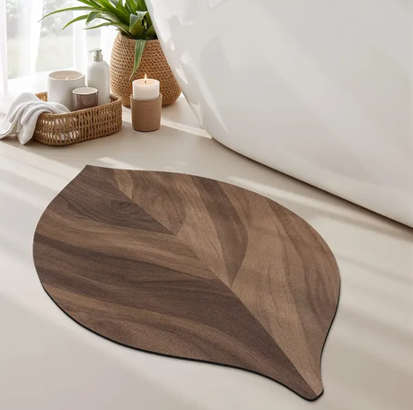 Doormat - Rustic Wood-Effect Leaf Shape Quick-Dry Non-Slip Home & Garden Door Mats
