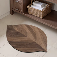 Doormat - Rustic Wood-Effect Leaf Shape Quick-Dry Non-Slip Home & Garden Door Mats